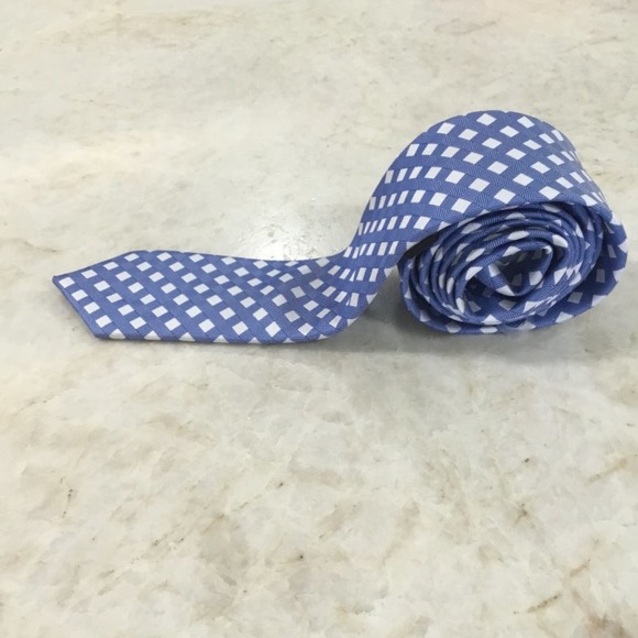 COMBATANT GENTLEMAN MEN'S NECKTIE, 100% SILK HANDMADE, Blue and Grey - Picture 2 of 4